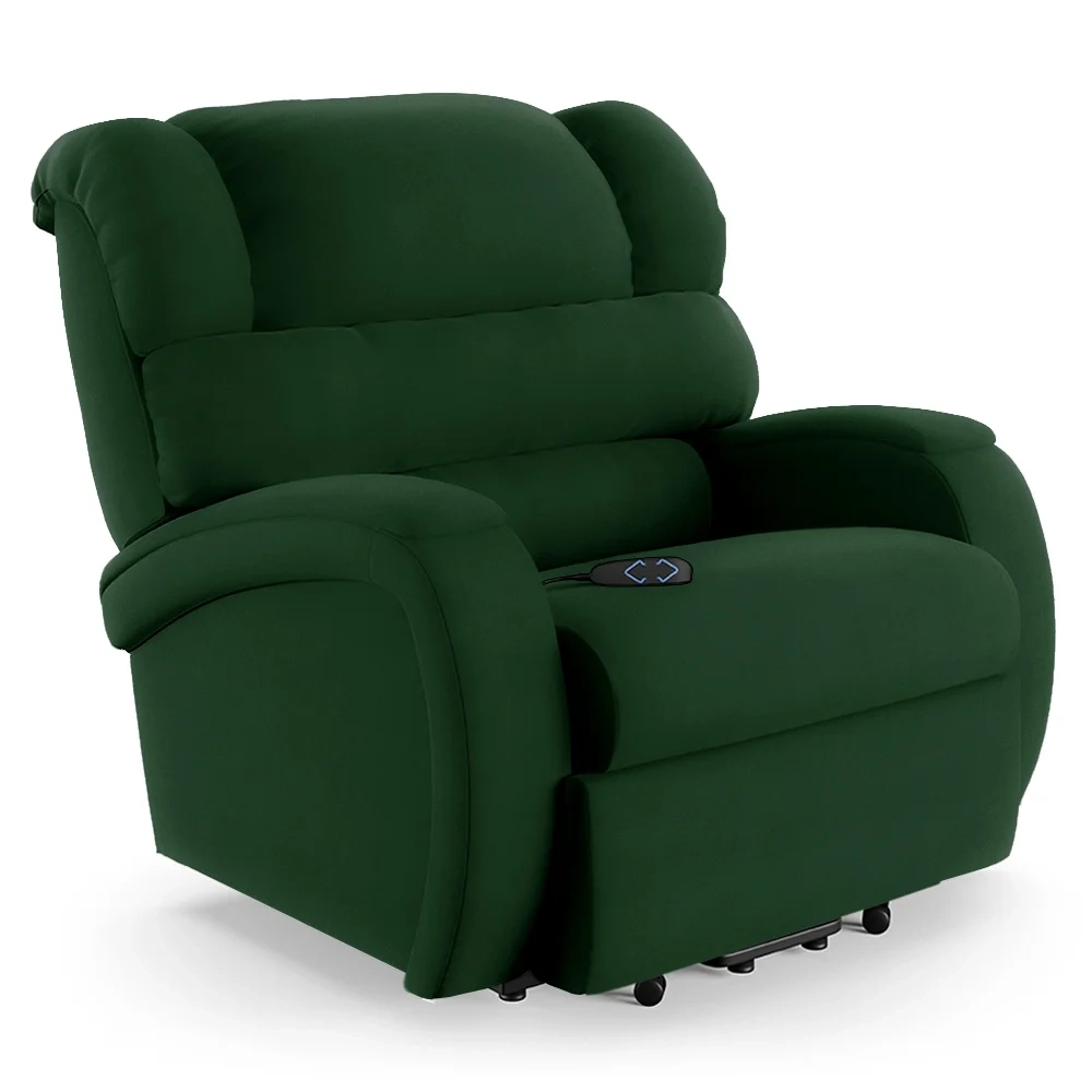 Poltrona do Papai Reclinável Kalie Elevação Lift Elétrico FH9 Veludo Verde - Mpozenato