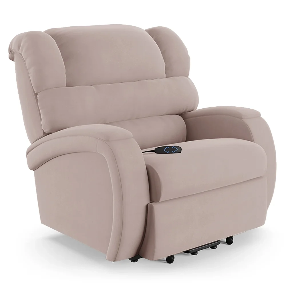 Poltrona do Papai Reclinável Kalie Elevação Lift Elétrico FH9 Veludo Rosê - Mpozenato