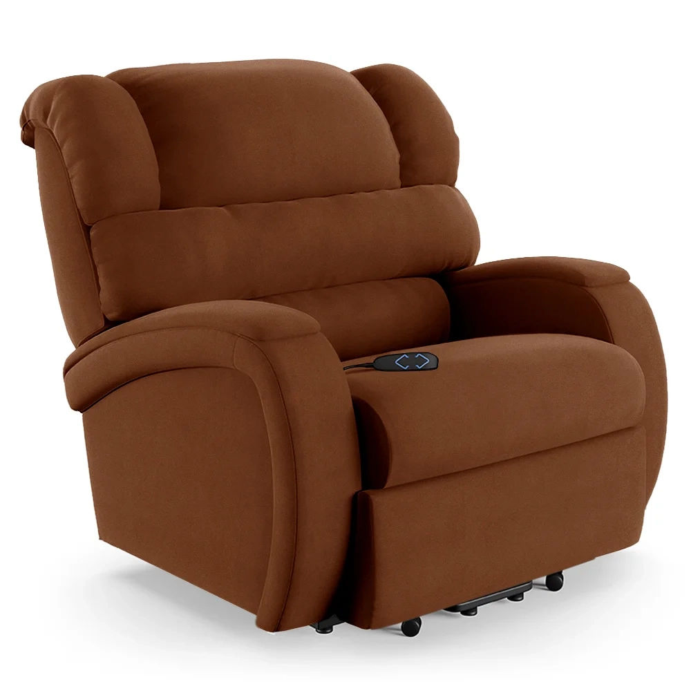 Poltrona do Papai Reclinável Kalie Elevação Lift Elétrico FH9 Veludo Terracota - Mpozenato