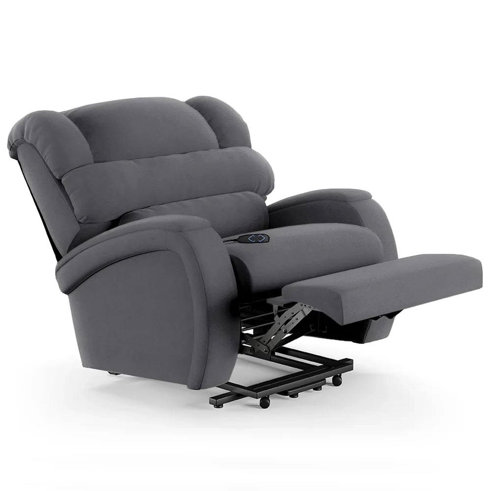 Poltrona do Papai Reclinável Kalie Elevação Lift Elétrico FH9 Veludo Cinza - Mpozenato