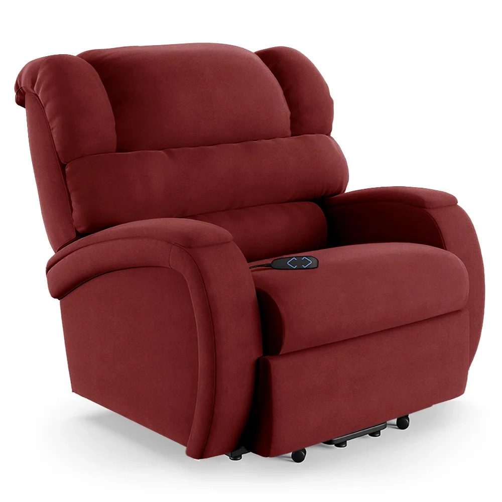 Poltrona do Papai Reclinável Kalie Elevação Lift Elétrico FH9 Veludo Vermelho - Mpozenato