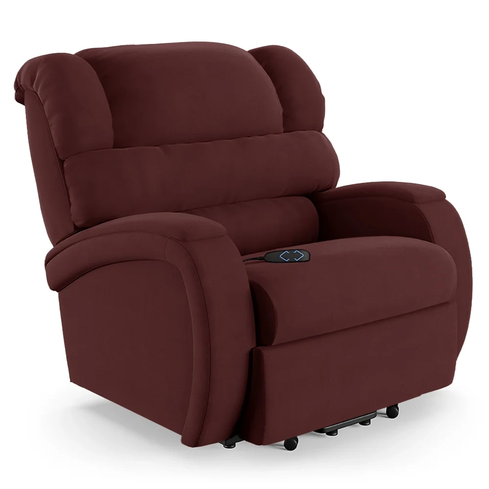 Poltrona do Papai Reclinável Kalie Elevação Lift Elétrico FH9 Veludo Vinho - Mpozenato