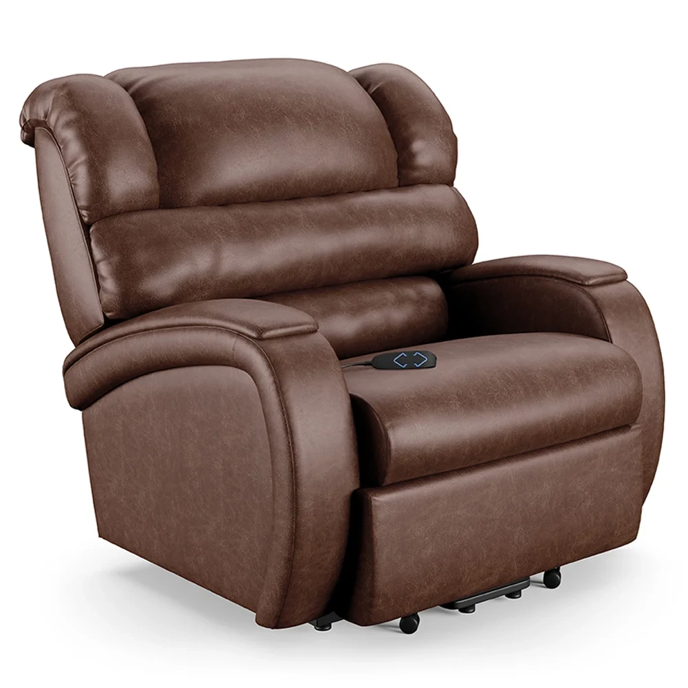 Poltrona do Papai Reclinável Kalie Elevação Lift Elétrico FH9 PU Marrom Brilho - Mpozenato