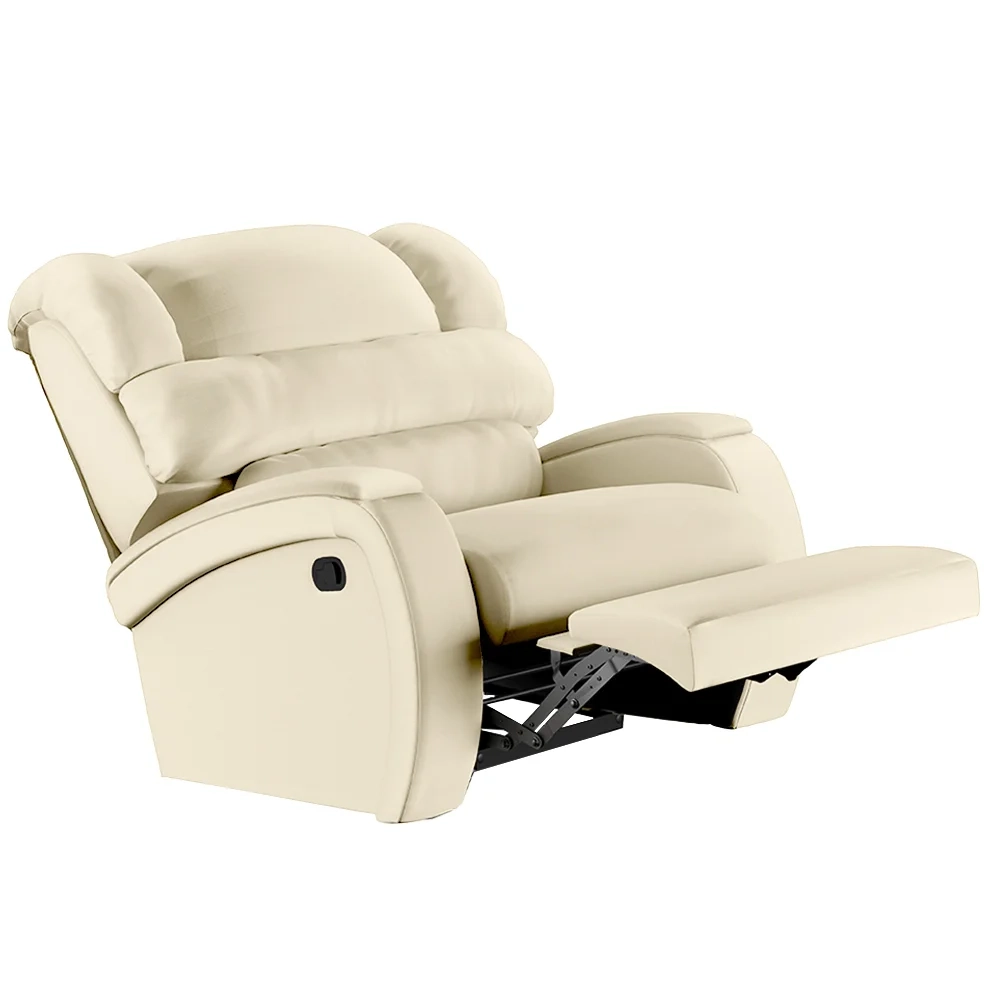 Poltrona do Papai Reclinável Kalie Manual Gatilho FH9 PU Bege - Mpozenato