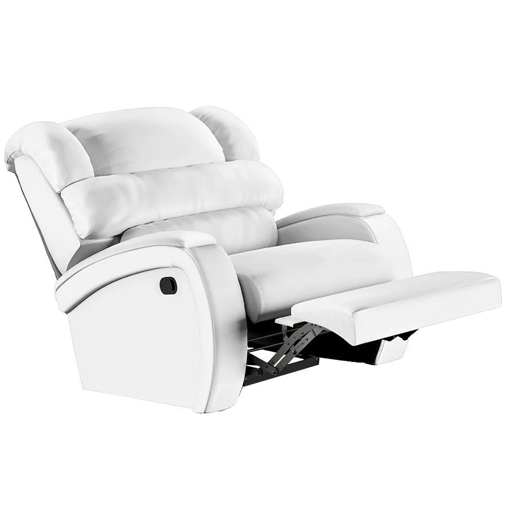 Poltrona do Papai Reclinável Kalie Manual Gatilho FH9 PU Branco - Mpozenato
