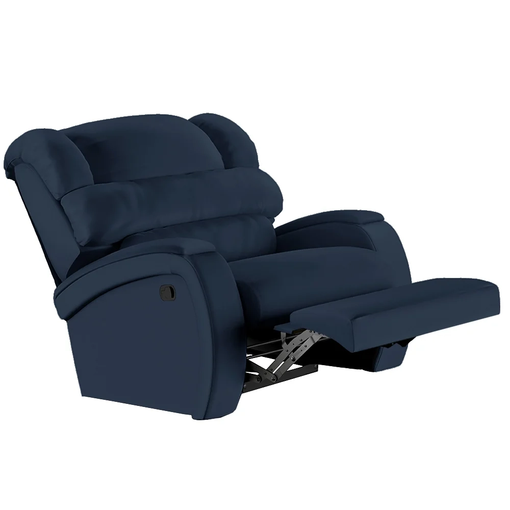 Poltrona do Papai Reclinável Kalie Manual Gatilho FH9 PU Azul - Mpozenato