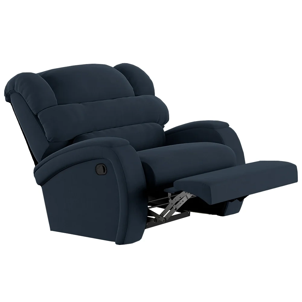 Poltrona do Papai Reclinável Kalie Manual Gatilho FH9 Veludo Azul - Mpozenato