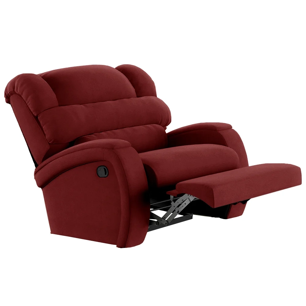Poltrona do Papai Reclinável Kalie Manual Gatilho FH9 Veludo Vermelho - Mpozenato
