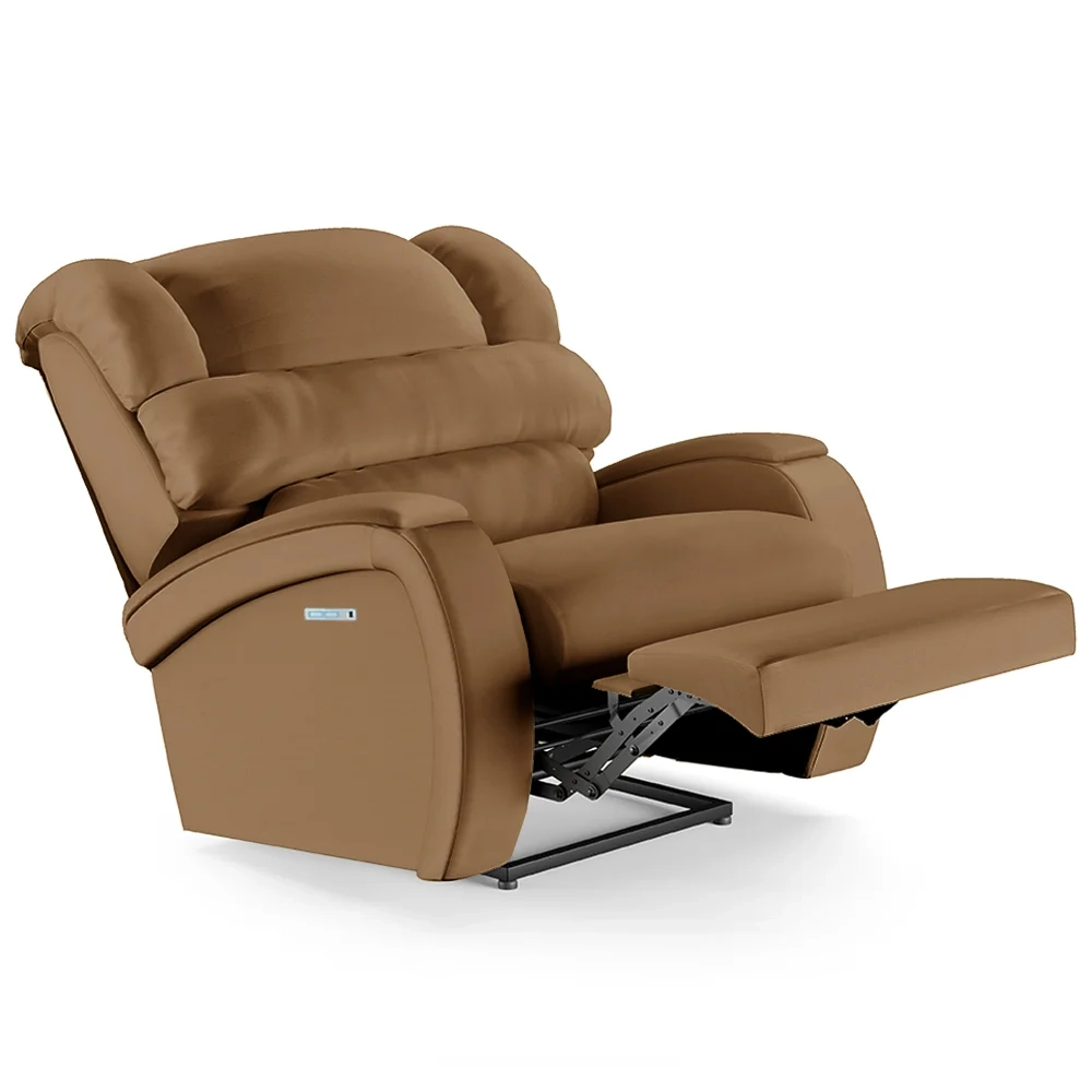 Poltrona do Papai Reclinável Kalie Elétrica Botão LED FH9 PU Caramelo - Mpozenato