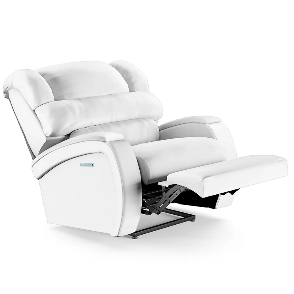 Poltrona do Papai Reclinável Kalie Elétrica Botão LED Massagem FH9 PU Branco - Mpozenato
