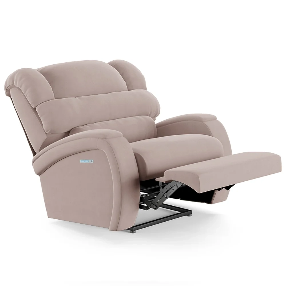 Poltrona do Papai Reclinável Kalie Elétrica Botão LED Massagem FH9 Veludo Rosê - Mpozenato