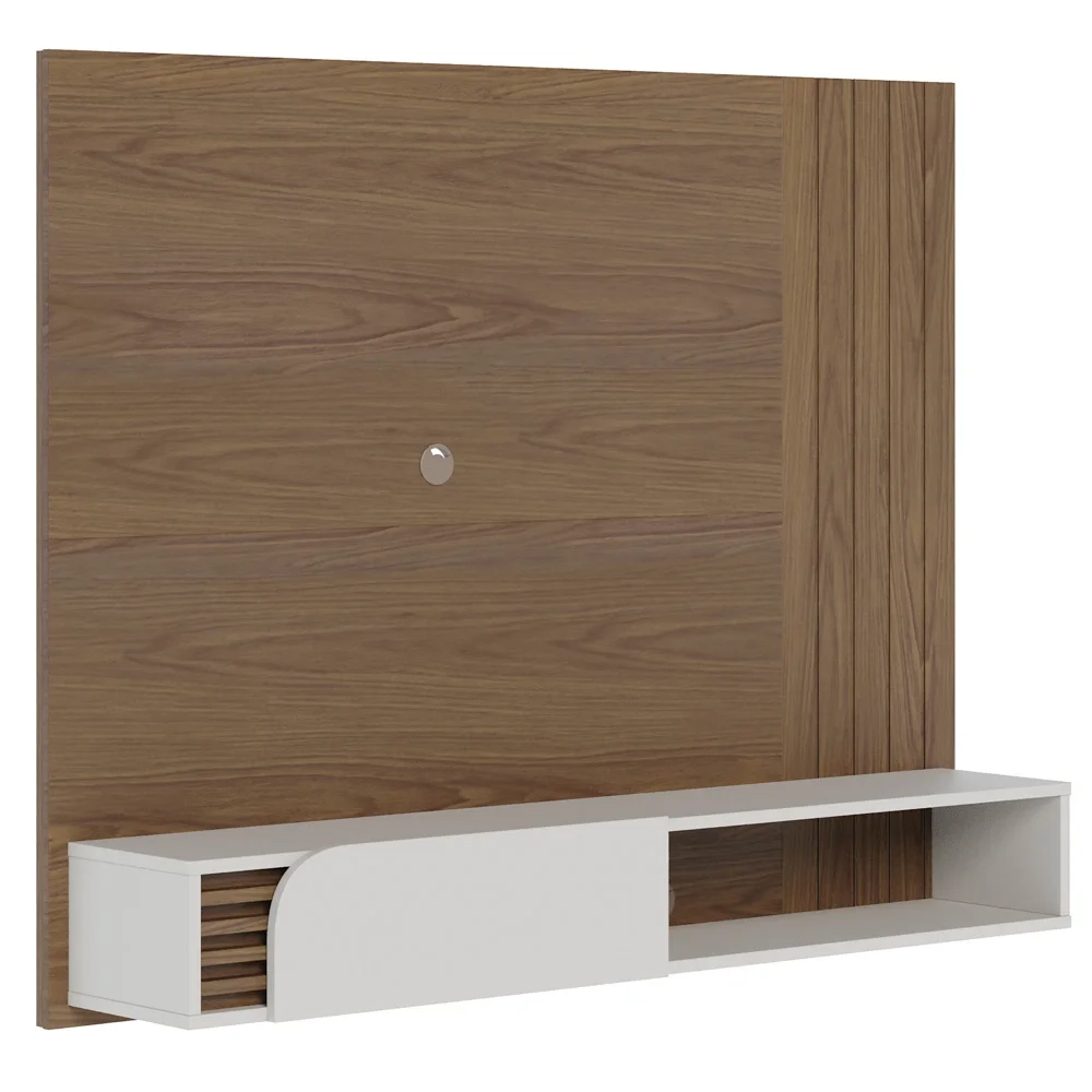 Painel para TV 55 Pol com Bancada Madrid C05 Amêndoa/Off White Matte - Mpozenato