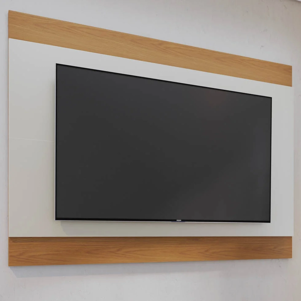 Painel para TV Suspenso 75 Pol 200cm Chile C05 Off White Matte/Freijó - Mpozenato