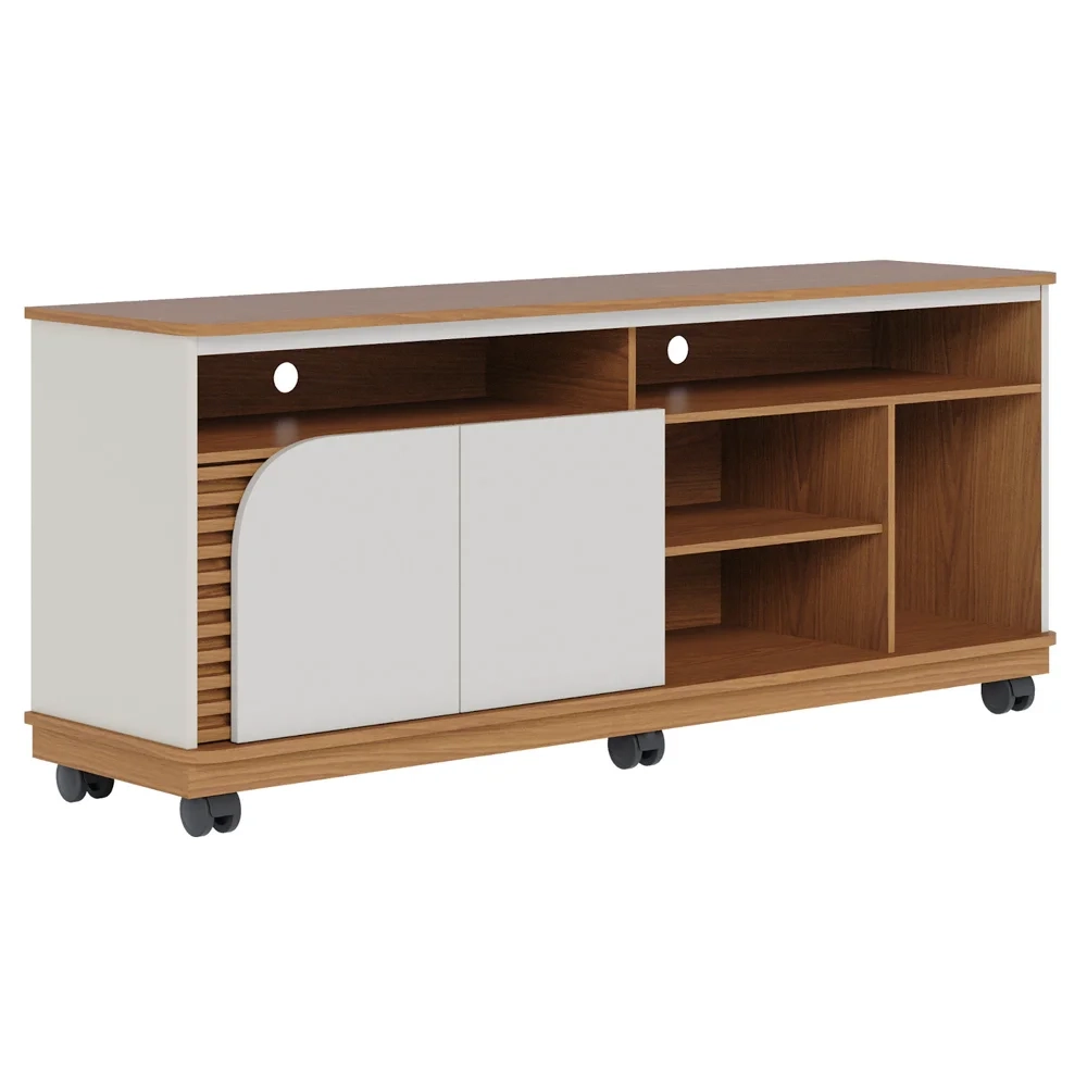 Rack para Sala Bancada de TV 65 Pol 150cm Madrid C05 Freijó/Off White Matte - Mpozenato