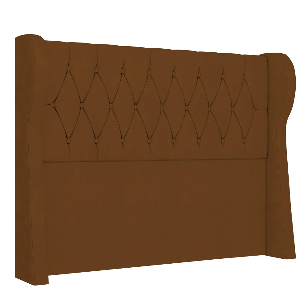 Cabeceira Casal Cama Box 140cm Malva Z04 Veludo Terracota - Mpozenato
