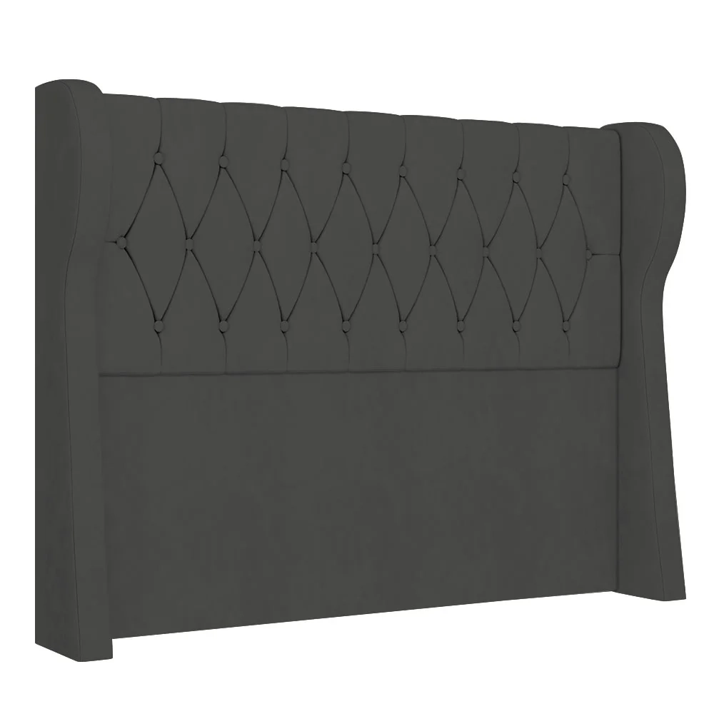 Cabeceira Casal Cama Box 140cm Malva Z04 Veludo Grafite - Mpozenato