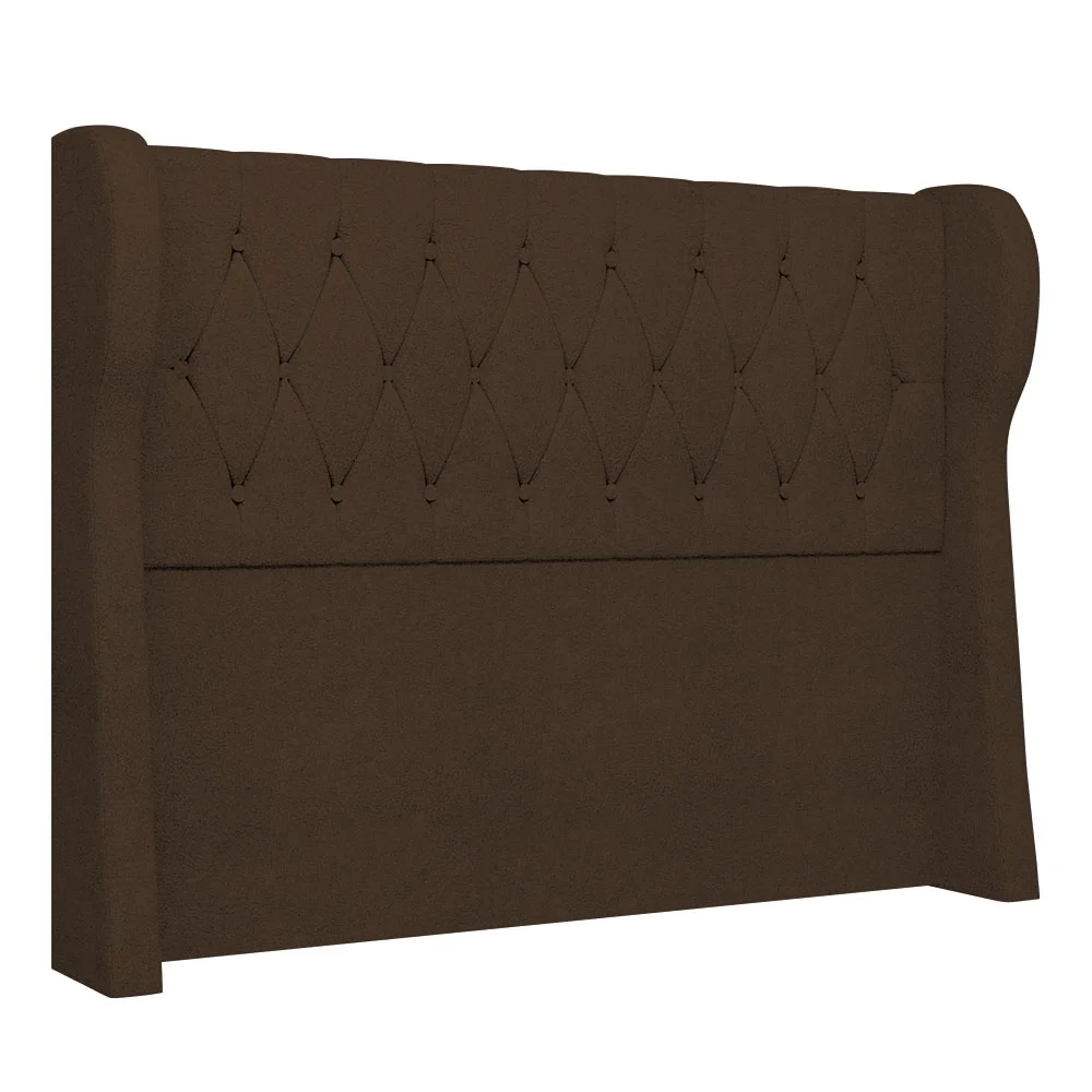 Cabeceira Casal Queen Cama Box 160cm Malva Z04 Boucle Marrom - Mpozenato