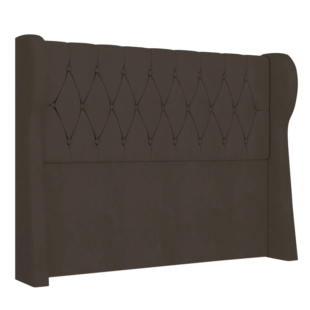 Cabeceira Casal Queen Cama Box 160cm Malva Z04 Veludo Marrom - Mpozenato