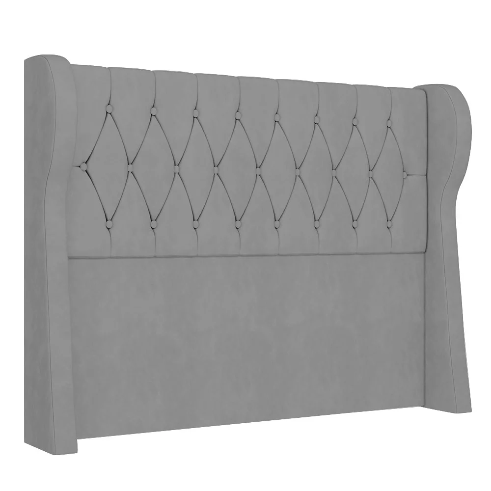 Cabeceira Casal King Cama Box 195cm Malva Z04 Veludo Cinza - Mpozenato