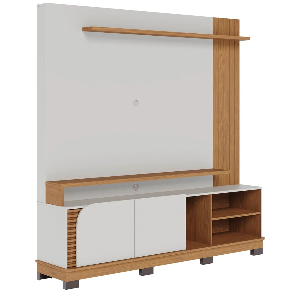 Estante Painel para TV 75 Pol Madrid C05 Off White Matte/Freijó - Mpozenato