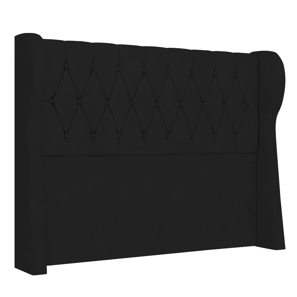 Cabeceira Casal King Cama Box 195cm Malva Z04 Veludo Preto - Mpozenato