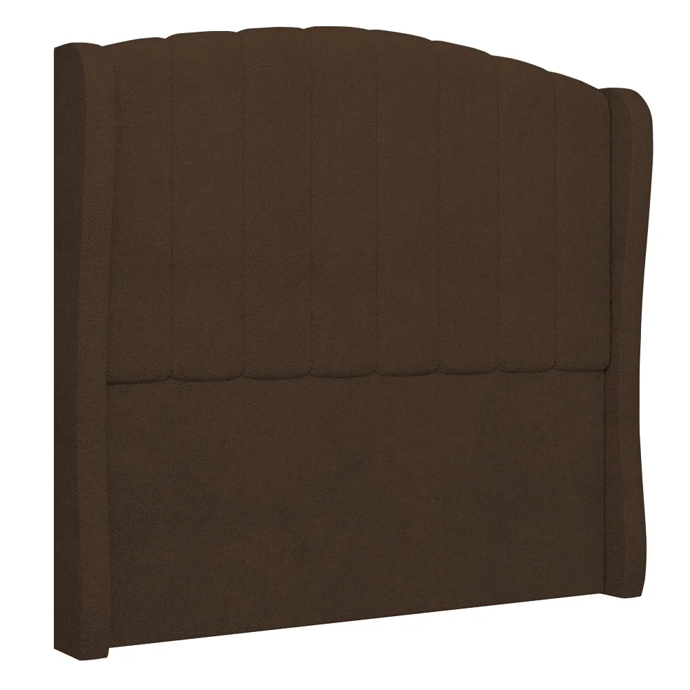 Cabeceira Casal Cama Box 140cm Glenda Z04 Boucle Marrom - Mpozenato