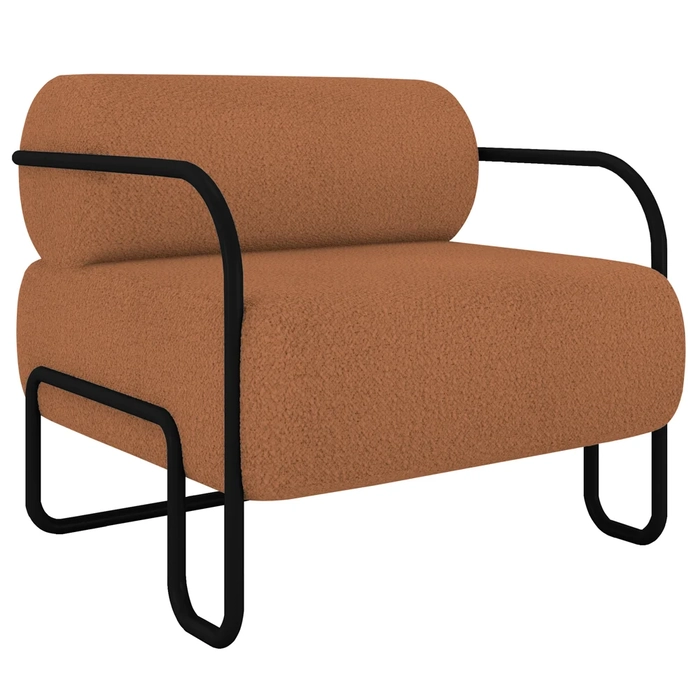 Poltrona Decorativa para Sala Industrial Kira Z08 Boucle Terracota - Mpozenato