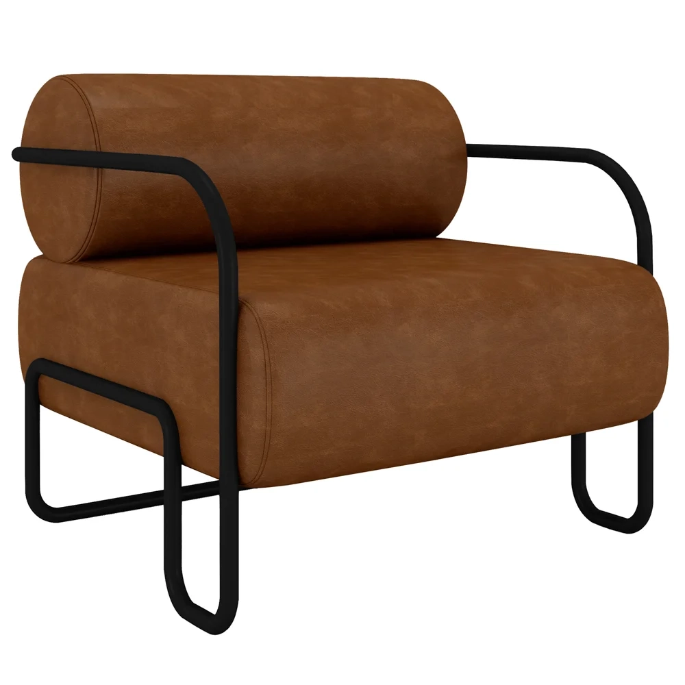 Poltrona Decorativa para Sala Industrial Kira Z08 Sintético Marrom  - Mpozenato