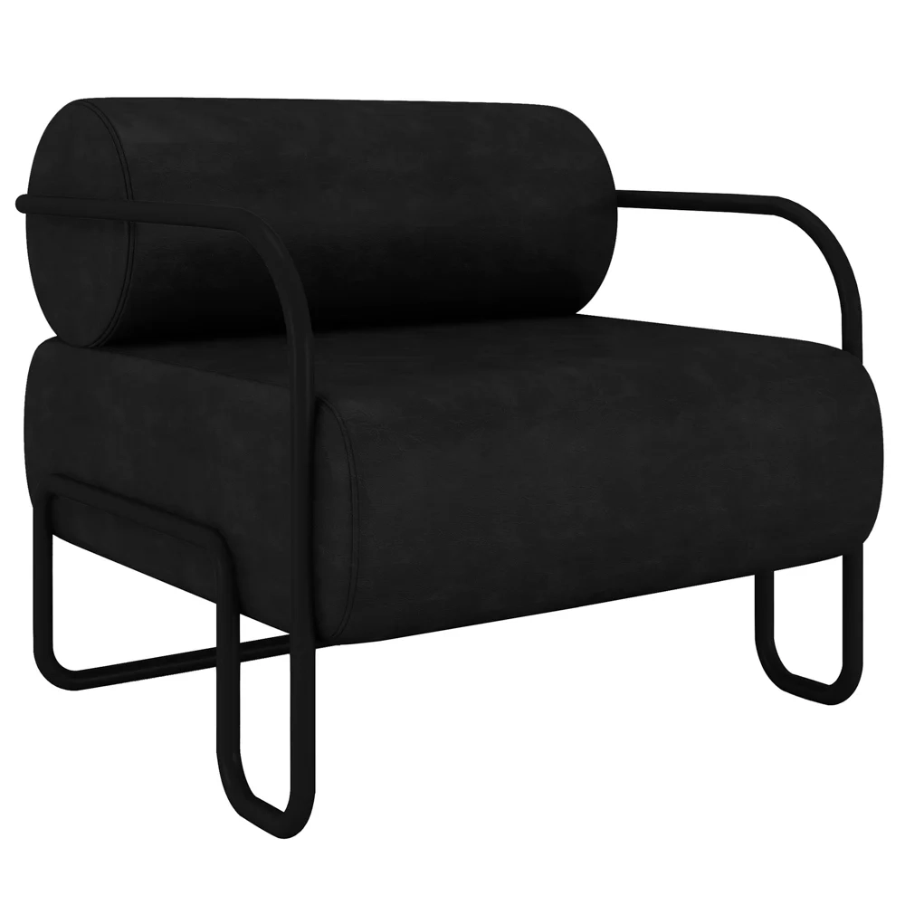 Poltrona Decorativa para Sala Industrial Kira Z08 Sintético Preto - Mpozenato