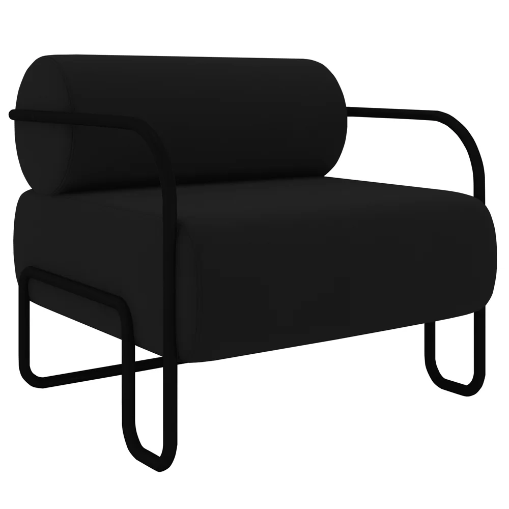 Poltrona Decorativa para Sala Industrial Kira Z08 Veludo Preto - Mpozenato