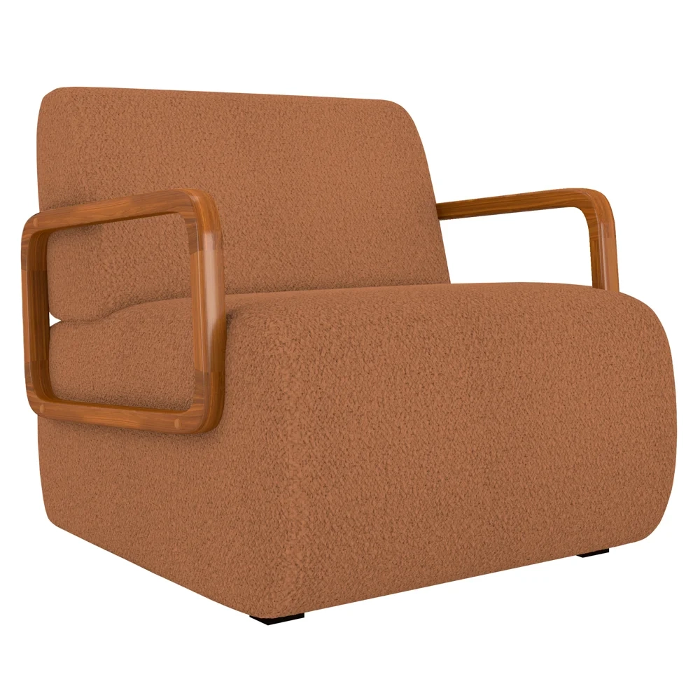 Poltrona Decorativa Orgânica para Sala Belarus Z08 Boucle Terracota - Mpozenato