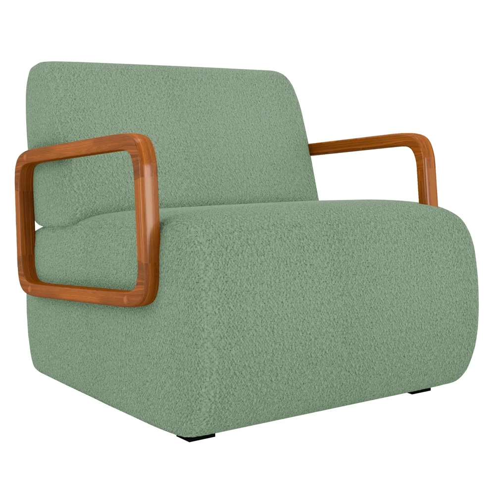 Poltrona Decorativa Orgânica para Sala Belarus Z08 Boucle Oliva - Mpozenato