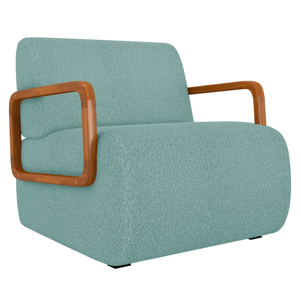 Poltrona Decorativa Orgânica para Sala Belarus Z08 Boucle Azul - Mpozenato