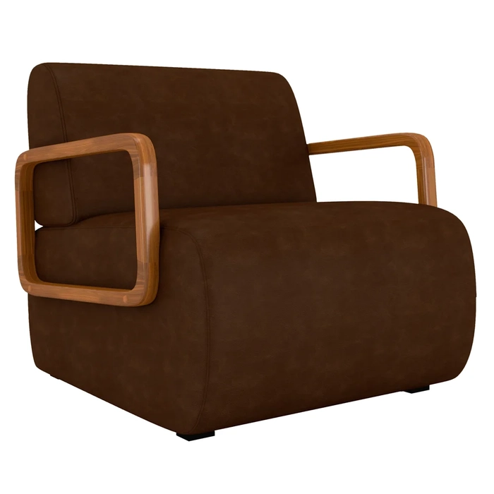Poltrona Decorativa Orgânica Belarus Z08 Sintético Marrom Escuro - Mpozenato