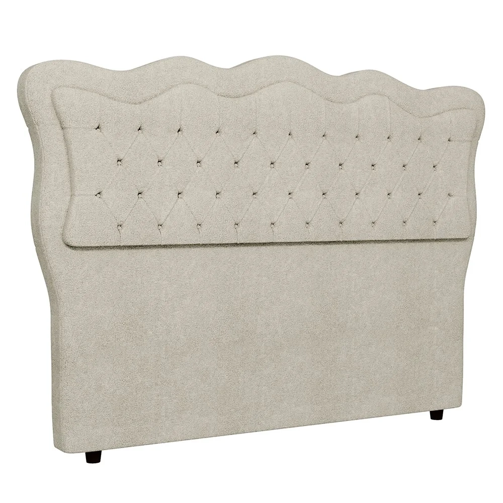 Cabeceira Casal Cama Box 140cm Oregon Z04 Boucle Bege - Mpozenato