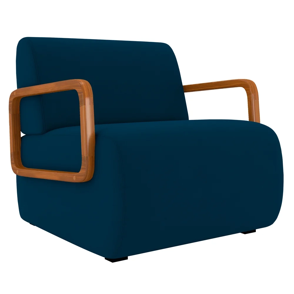 Poltrona Decorativa Orgânica para Sala Belarus Z08 Veludo Azul - Mpozenato