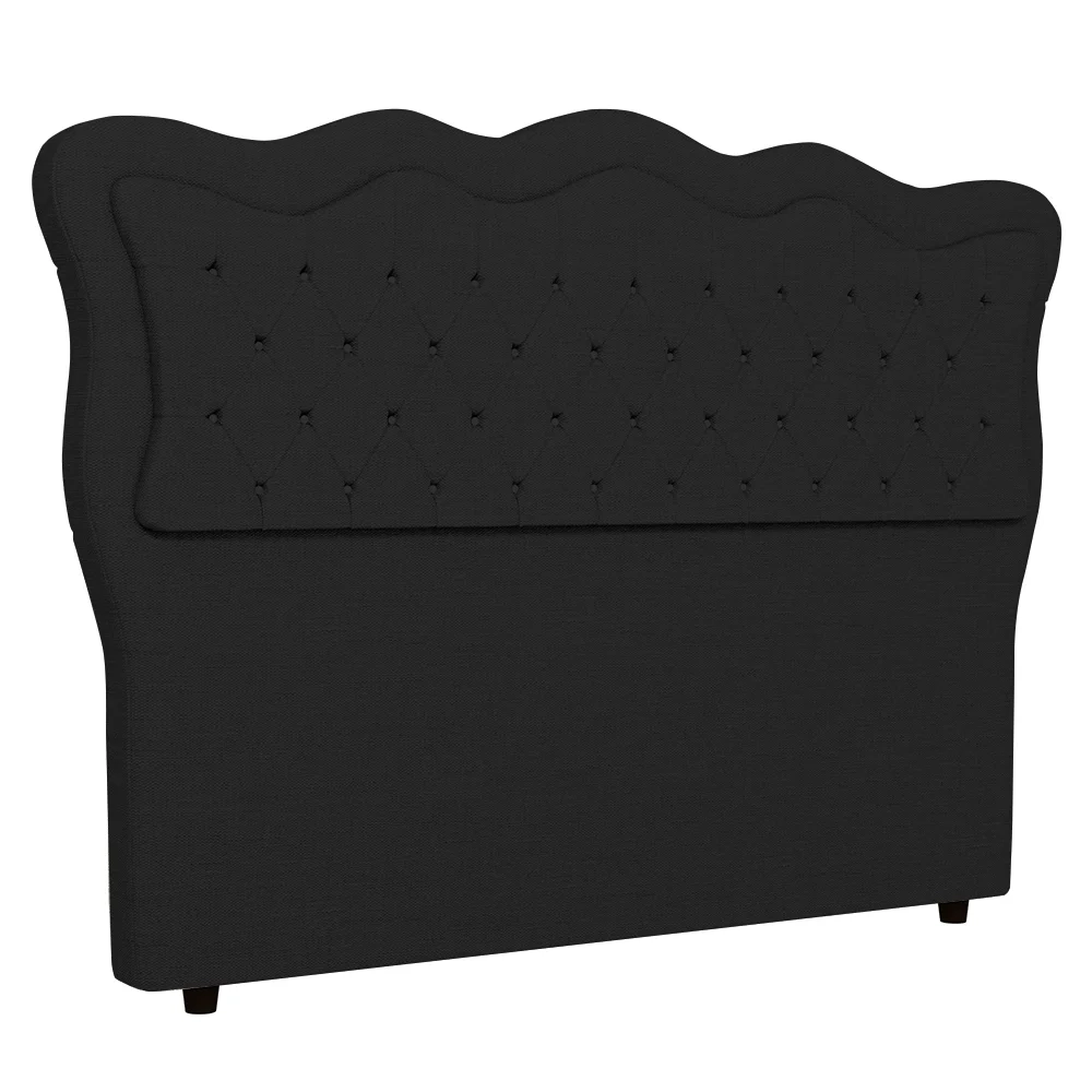 Cabeceira Casal Cama Box 140cm Oregon Z04 Linho Preto - Mpozenato
