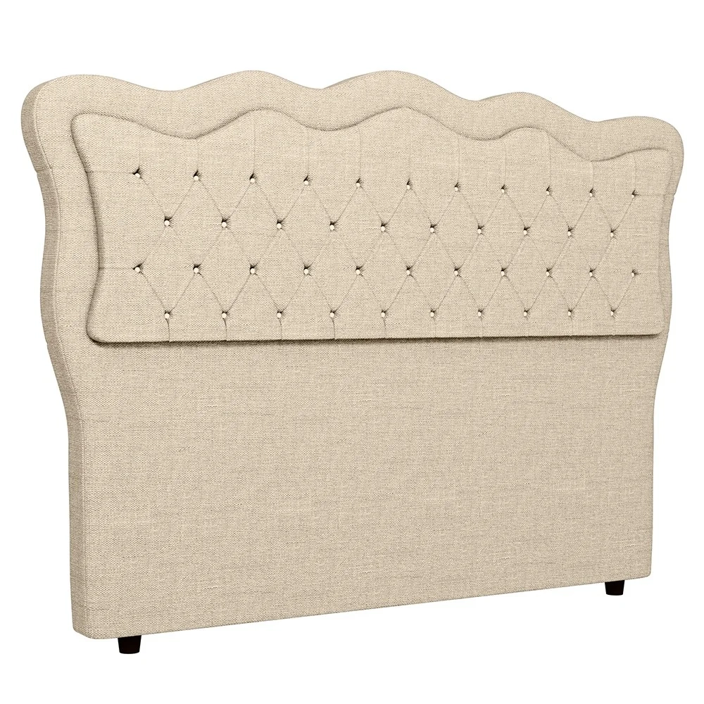 Cabeceira Casal Queen Cama Box 160cm Oregon Z04 Linho Bege - Mpozenato