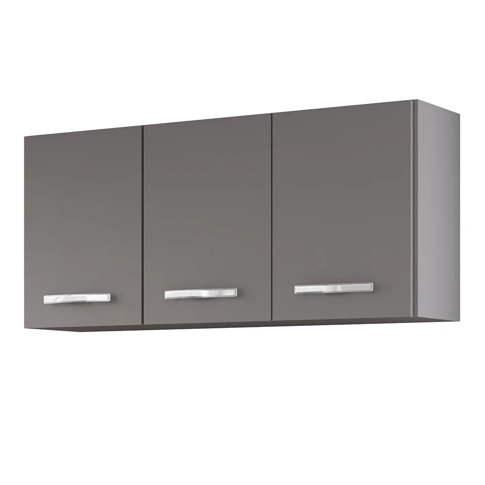 Armário de Cozinha Aéreo 120cm 3 Portas Honduras Cinza - Lumil