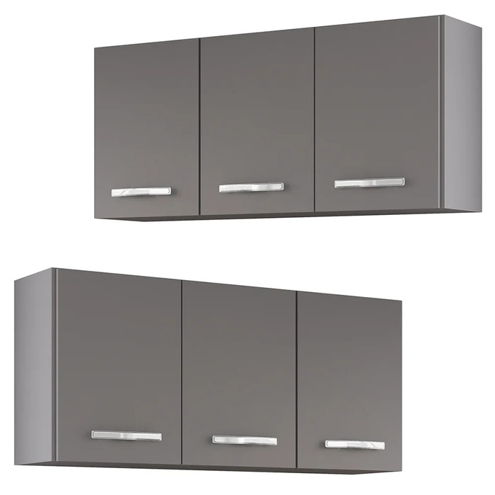 Armários de Cozinha Aéreo 3 Portas 120cm Kit 2 Honduras Cinza - Lumil