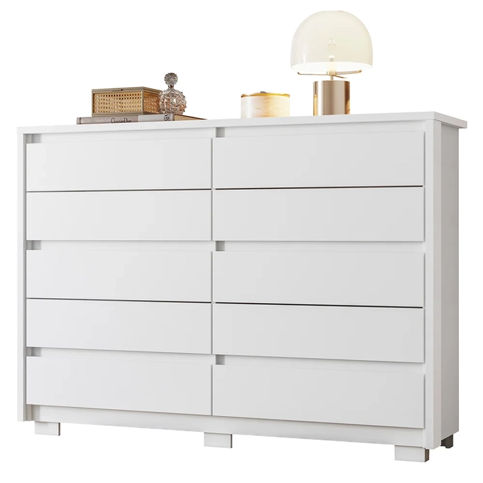 Cômoda para Quarto 10 Gavetas 151cm Duetto Branco - Albatroz
