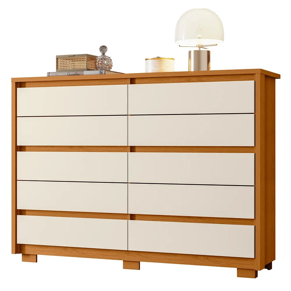 Cômoda para Quarto 10 Gavetas 151cm Duetto Cinamomo/Off White - Albatroz