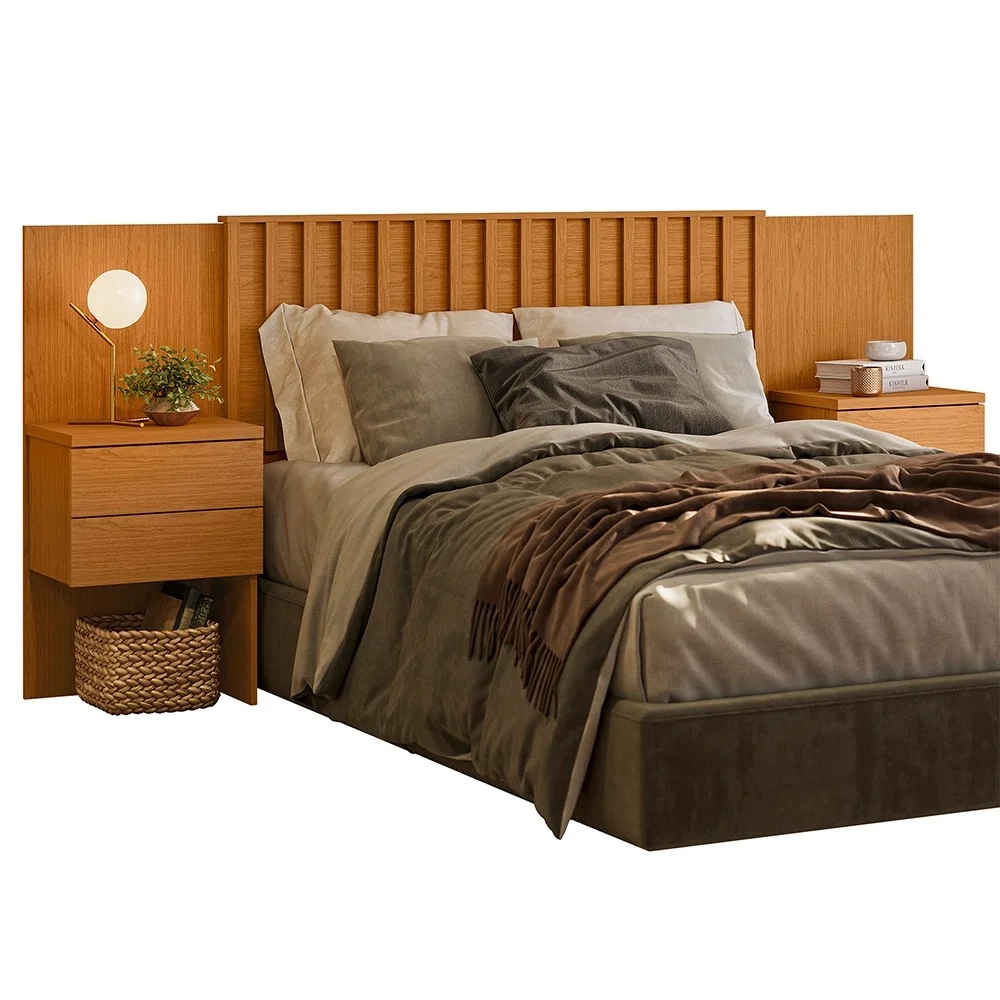 Cabeceira Casal Queen e King com 2 Mesas Laterais Olinda Cinamomo - Albatroz