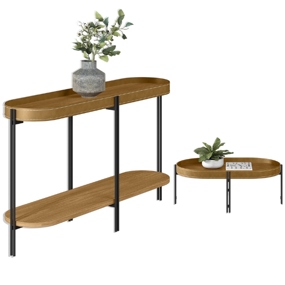 Aparador e Mesa de Centro Estilo Industrial Ville Caramelo L06 - Mpozenato