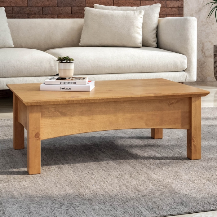 Mesa de Centro Para Sala Madeira Maciça Hazel Carvalho Z25  - Mpozenato