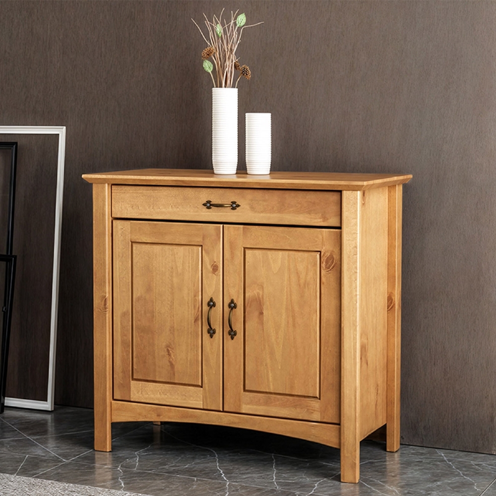 Aparador Buffet 93cm Madeira Maciça 2 Portas Hazel Carvalho Z25 - Mpozenato