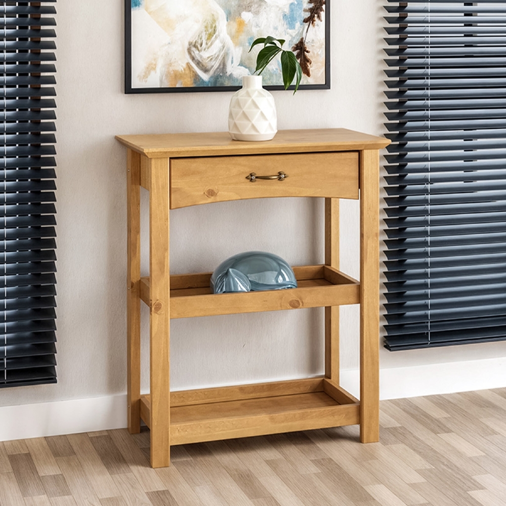 Aparador Sala de Estar 93cm Madeira 1 Gaveta Hazel Carvalho Z25 - Mpozenato