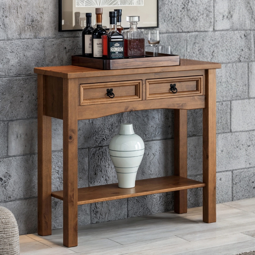 Aparador Sala de Estar 91cm Madeira 2 Gavetas Henry Imbuia Fosco Z25 - Mpozenato