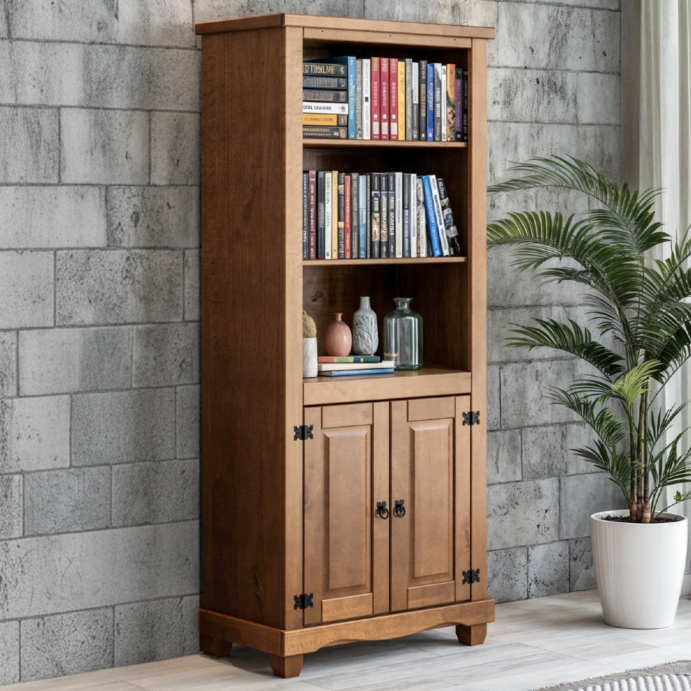 Estante Livreiro Madeira Maciça 2 Portas Henry Imbuia Fosco Z25 - Mpozenato