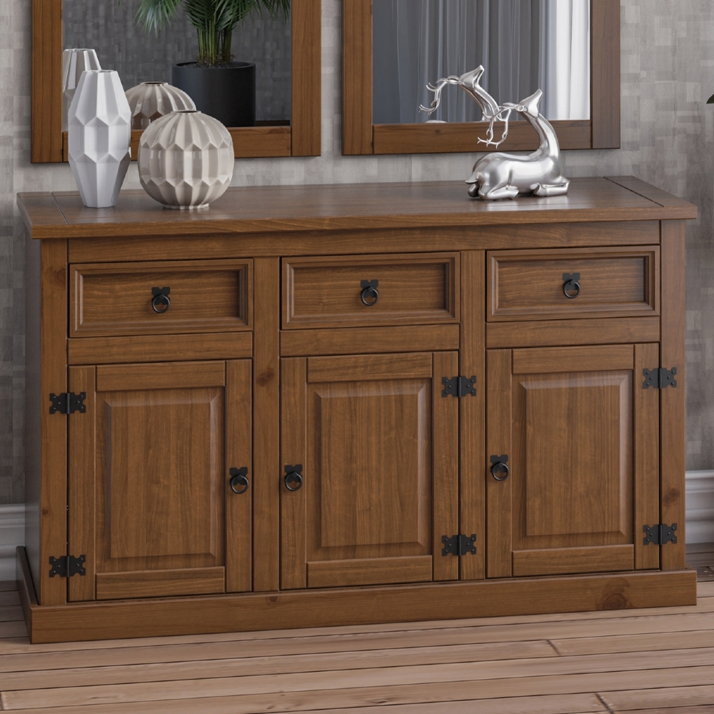 Aparador Buffet 132cm Madeira Maciça 2 Portas Henry Imbuia Fosco Z25 - Mpozenato